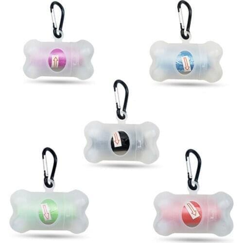 Bone Shape Transparent Pet Dog Poop Bag Set Pets Garbage Bags Dispenser