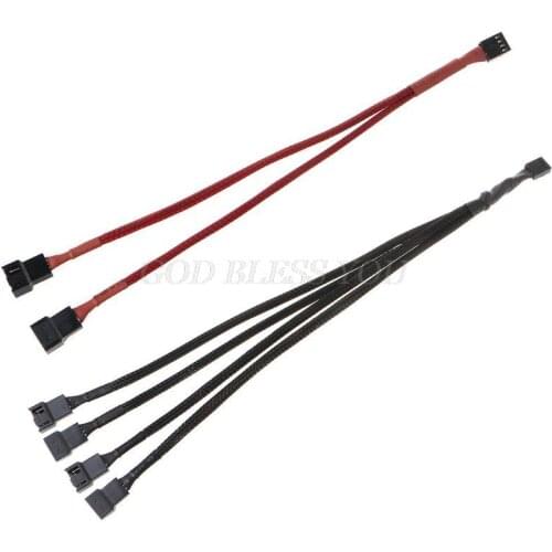 PWM 4pin Fan Sleeved Extension Splitter Hub Cables,Motherboard CPU 4 pin to 2 4 Way 4Pin Cooler or 3pin Case Fan Power Spliter
