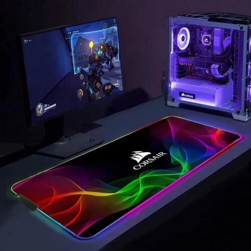 RGB Mouse Pad Corsair logo Gaming Accessories Computer Large Mousepad Backlight LED Gamer Mause Carpet Desk Mat For CS GO LOL