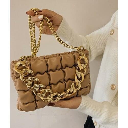 Luxury Fashion Space Cotton Clouds Shoulder Bag Womens Ruched Chain Designer Crossbody Bags Female Classy Zipper Clutch Handbag