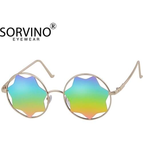 SORVINO Retro Luxury Brand Men Mirror Round Star Sunglasses Women 2020 Designer Fashion Festival 90s Big Sun Glasses Shades P401