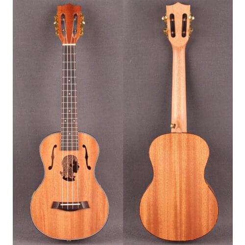 Tenor Top Solid Ukulele Mahogany With Carved cartoon укулеле 4 струны 4 strings ukulele With EVA hard Case