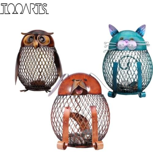 TOOARTS Owl Shaped piggy bank Metal Coin bank money box Home Furnishing Articles Crafting Home Decoration Accessories