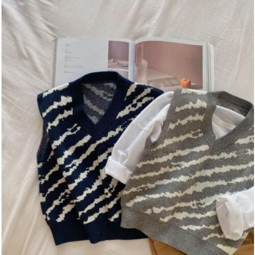 2021 new arrival girls boys knitted printed vest autumn fashion kIds cardigan