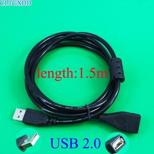 Cltgxdd USB Extension Data Cable 2.0 A Male to A Female Long Cord for Computer, 1.5 meter Black