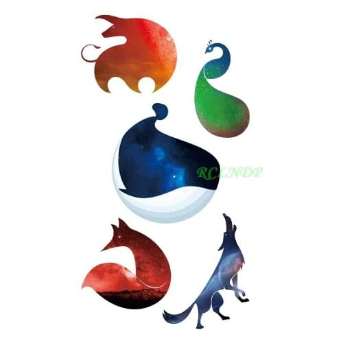 Waterproof Temporary Tattoo dolphin fox peacock wolf tatto stickers flash tatoo fake tattoos for girl kids child
