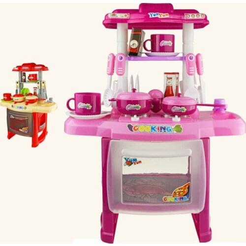 High Quality Childrens Kitchen Tableware with Light Music Pretend Play Simulate Furniture Sets Toys Teaching Education Utensils