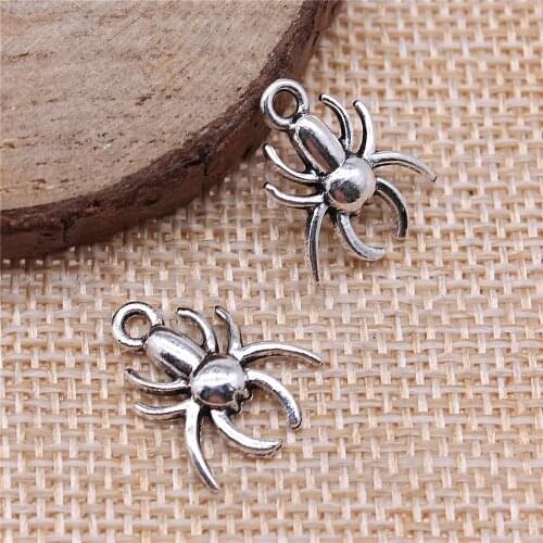 WYSIWYG 10pcs 17x14mm Antique Silver Color Tone Spider Charms For Jewelry Making Insects Charms Spider Charms