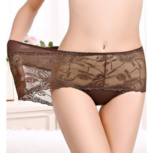 Plus Size Lace Seamless Panties For Women Underwear Knickers Lace Panties Mesh Floral Lingerie Female Seamless Briefs Underpants