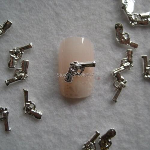 MD-631 10pcs Fancy Silver Gun Deco Metal Charms Metal Deco Charms Nail Art