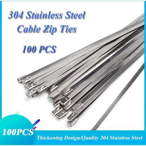 100PCS Multi-Purpose Locking Cable Metal Zip Ties Stainless Steel Cable twist Ties Locking Metal Zip-Exhaust Wrap Coated