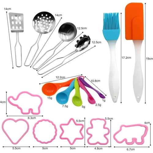 14PC Kids Basic Cook Baking Set Role-Playing Toy Boys Girls Aprons Chef Hats Cookie Cutters Silicone Baking Tool children Baking