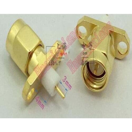 5PCS/Lot SMA-JF SMA Male Jack Connector 2-Hole Panel Mount Coaxial Gold-Plated