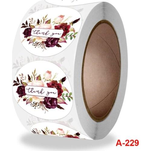 500Pcs/roll Floral Thank You Sticker Paper Label Stickers Scrapbooking Wedding Envelope Seals Handmade Stationery Sticker