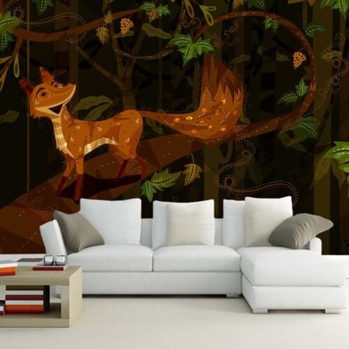 Abstract cartoon fox children 3d wallpaper papel de parede,living room tv sofa wall kids' bedroom restaurant bar mural