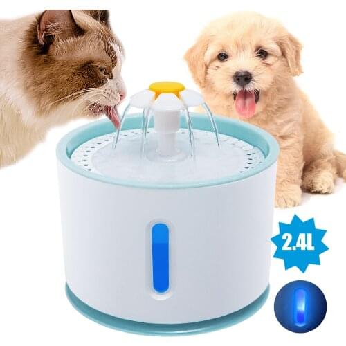 Automatic Pet Cat Water Fountain LED Electric USB Dog Cat Pet Mute Drinker Feeder Bowl 2.4L Pet Drinking Fountain Dispenser
