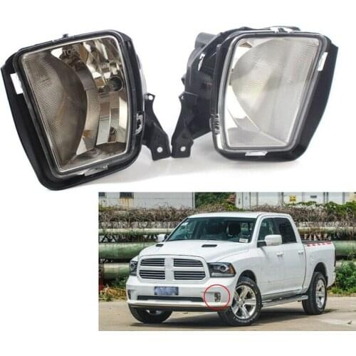 Pair LH & RH Car Clear Lens Front Bumper Fog Lights Lamp with Bulbs for Dodge Ram 1500 2013-2018 Accessories