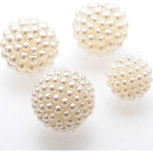 White Pearl Color Acrylic Cherry Beads 10mm 12mm 14mm 16mm Ornament Accessory Plastic Bubblegum Necklace Bracelet Jewelry Bead