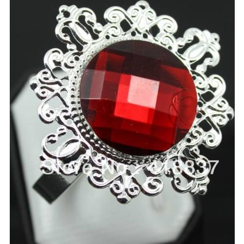 Free Shipping 100pcs/lot Red Diamond Napkin Ring Serviette Holder Wedding Decoration Bridal Shower Party Favor