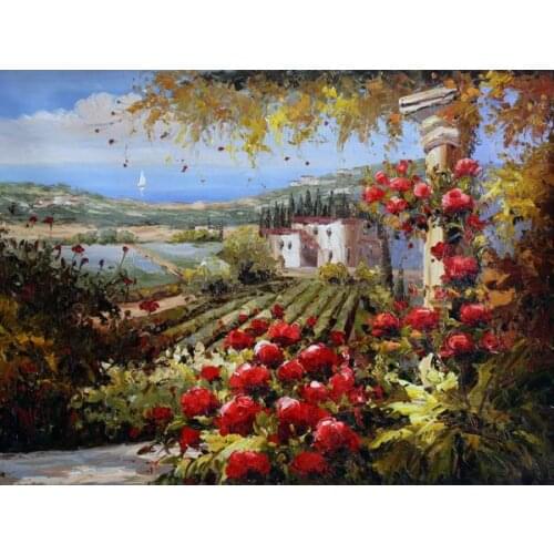 Free shipping mediterranean sea room impression scenery oil painting canvas printings on canvas home wall art decoration picture