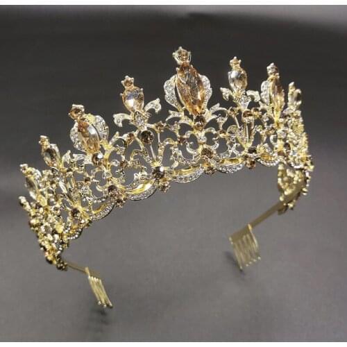 Bling Rhinestone Headbands Baroque Tiaras and Crowns with Combs for Women Girls Decor Jewelry Bride Wedding Hair Accessories