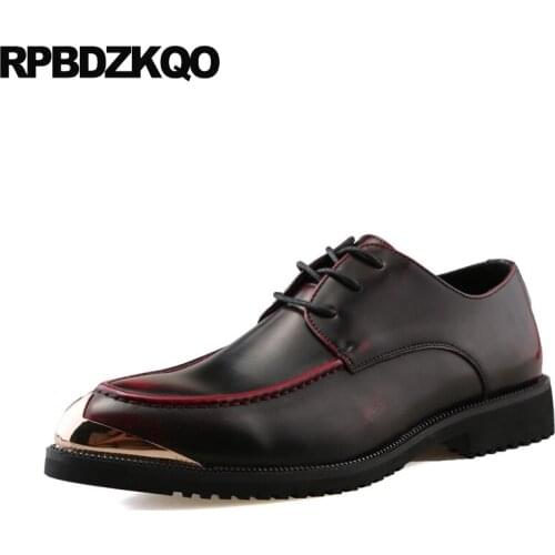 Black men dress shoes with metal tips pointed toe hot sale office british style comfort party 2019 red oxfords lace up designer