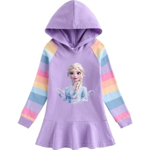 Disney Frozen Elsa spring autumn girls dress Elsa cartoon long-sleeved dress Kids Cute princess dresses