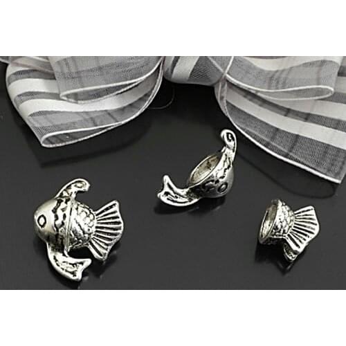E070)10 pieces 23x20mm Antique Silver Zinc Alloy Fish Spacer Bracelet Beads Diy Jewelry Findings Accessories Wholesale
