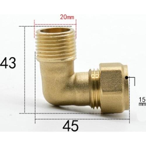 Fit Copper Tube OD 15mm x 1/2" BSPP Male Brass Compression Union Elbow 90 Degree Fitting Connector Water Gas Oil