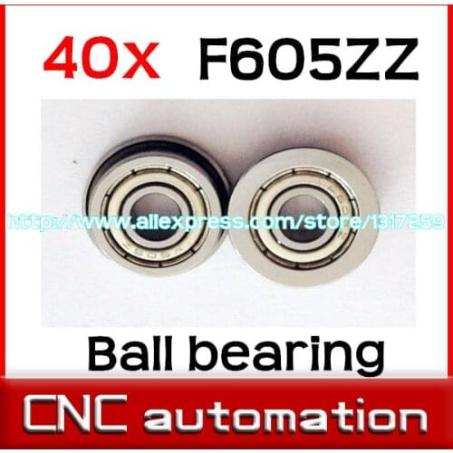 40pcs flange bushing ball bearings F605ZZ 5*14*5 mm Metal Double Shielded for 5mm shaft