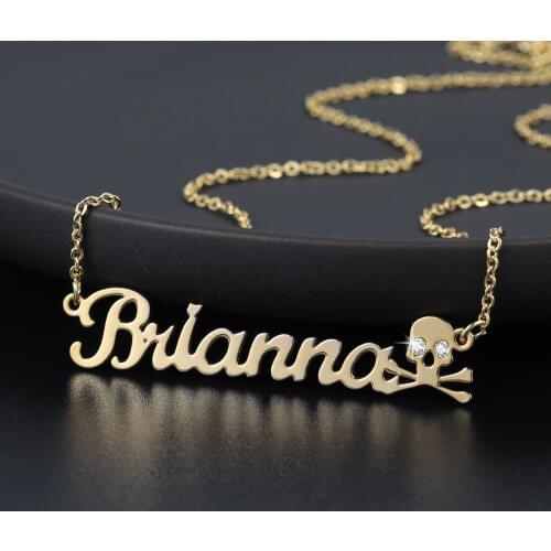 Customized Name Necklace Personalized Skull Name necklace letter Iced Out Bling Pendants Gift Jewelry