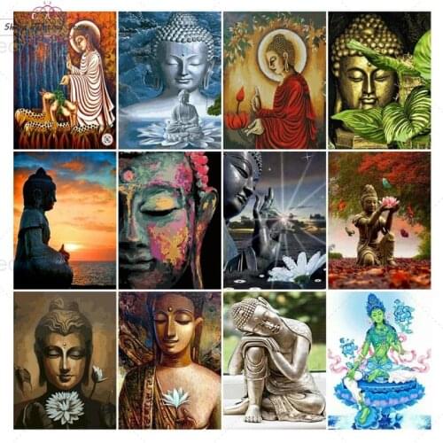 5D DIY Diamond Painting Buddha Statue Portrait Diamond Embroidery Buddhism Religion Picture Wall Decor Hobby Handmade Artwork