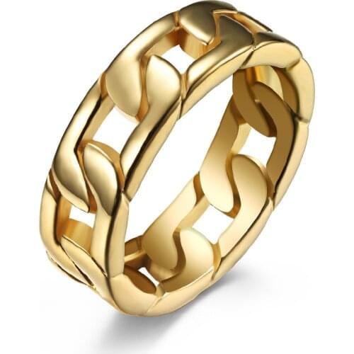 Vintage Weaving Cuban Chain Titanium Steel Men Ring Simple Cool Finger Rings Party Jewelry Engagement Anniversary Gift 2021 New