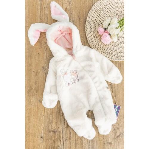 Babymod Rabbit Figured Welsoft Plush Astronaut Baby Girl Jumpsuit