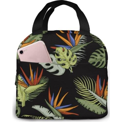 Colorful Tropical Floral Lunch Food Box Bag Insulated Thermal Food Picnic Lunch Bag for Women kids Men Cooler Tote Bag