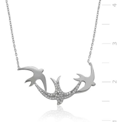 KUTAYDAN 925 Sterling Silver Swallow Lady Necklace