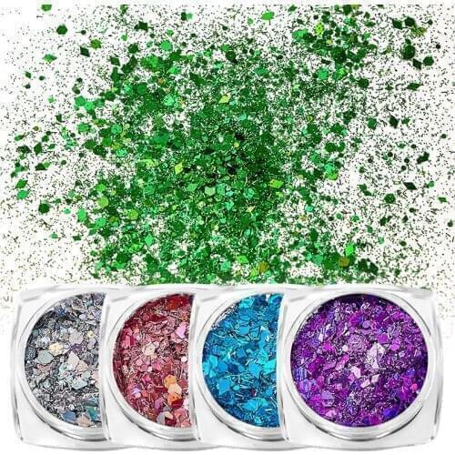 1PC Laser Glitter Nail Art Powder Flakes Holographic Sequins for Manicure Polish Nail Decorations Shining Tips