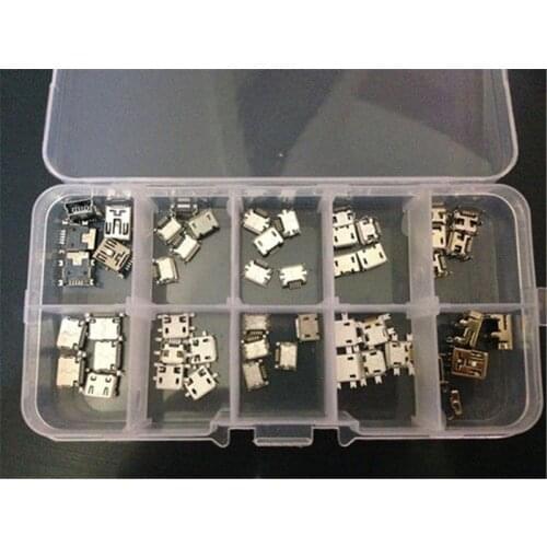 Micro MINI USB Type B Microphone Charging Female Plug Socket Assortment Set Tool Part for Android Phone