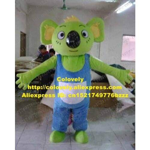 Cute Green Koala Bear Mascot Costume Mascotte Coala Phascolarctos Cinereus Adult With Big Ears Big Black Nose No.2785 Free Ship