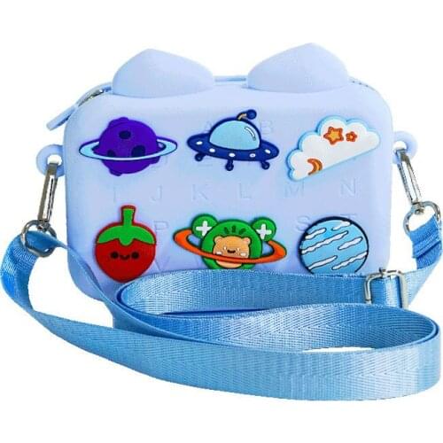 Cute Cartoon Pencil Case Strap Small Shoulder Bag Pencil Boxs Makeup Bag Silicone Stationery Storage Pencil Bags for Girl