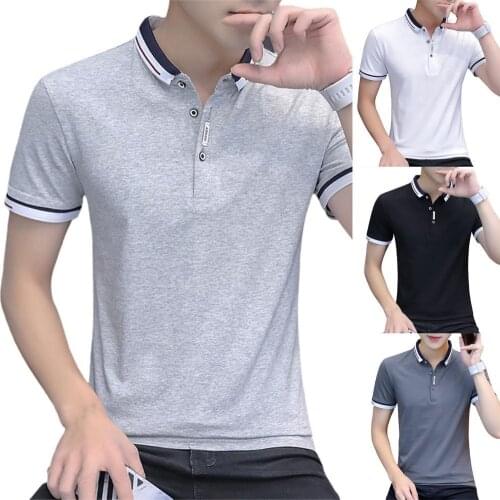 Men Shirts Short Sleeve Elastic Summer Slim Plain T-shirt for Sport