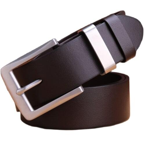 Stainless steel buckle strap mens belts luxury full grain cowhide 100% genuine leather formal business real 140cm vetetable tan