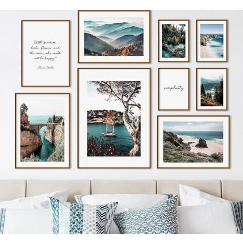 Bridge Sea Mountain Beach Forest Ferry Wall Art Canvas Painting Nordic Posters And Prints Wall Pictures For Living Room Decor