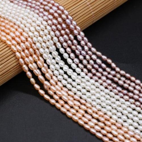 Natural Freshwater Pearl Mini Rice Small Pearls Beads for DIY Jewelry Making Necklace Bracelet 36cm/strand Bead Size 3-3.5mm