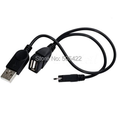 New Micro USB Male to USB Female Host OTG Cable with USB Y Splitter Power Cable 800pcs/lot