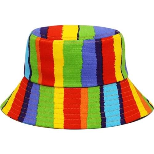 Women Bucket Cap Color Print Windproof Strap Men Fisherman Hat Daily Activity Trendy Sun Protection Caps Foldable Hats