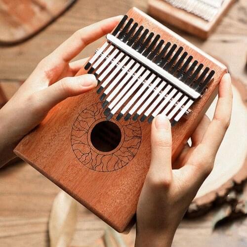 17 Key Kalimba Lotus Design Thumb Piano Finger Piano Wood Mahogany Thumb Piano Finger Keyboard Musical Instrument Birthday Gift