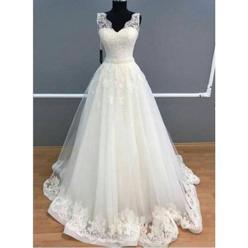 New Fashion Wedding Dress Sweetheart Cap Shoulder Bride Dresses Lace Appliques A-line Floor Length Bridal Gowns Vestido De Noiva