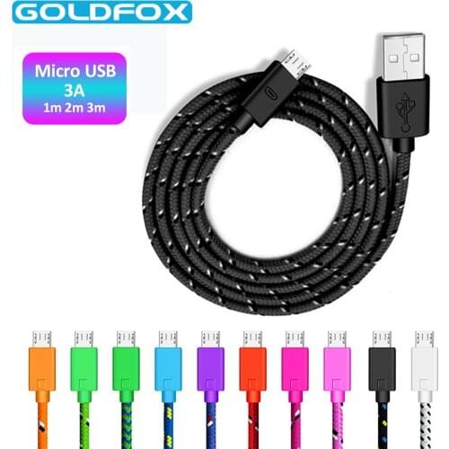 Braided Micro USB Cable 1m/2m/3m Data Sync USB Charger Cable For Samsung S7 S9 HTC LG Huawei Xiaomi Android Phone Cables wire