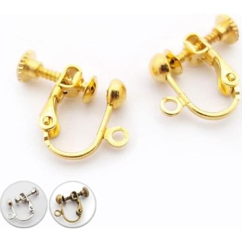 Simple 12mm Copper DIY Hole free ear clip jewelery findings metal ear clip accessory 10pcs y1484